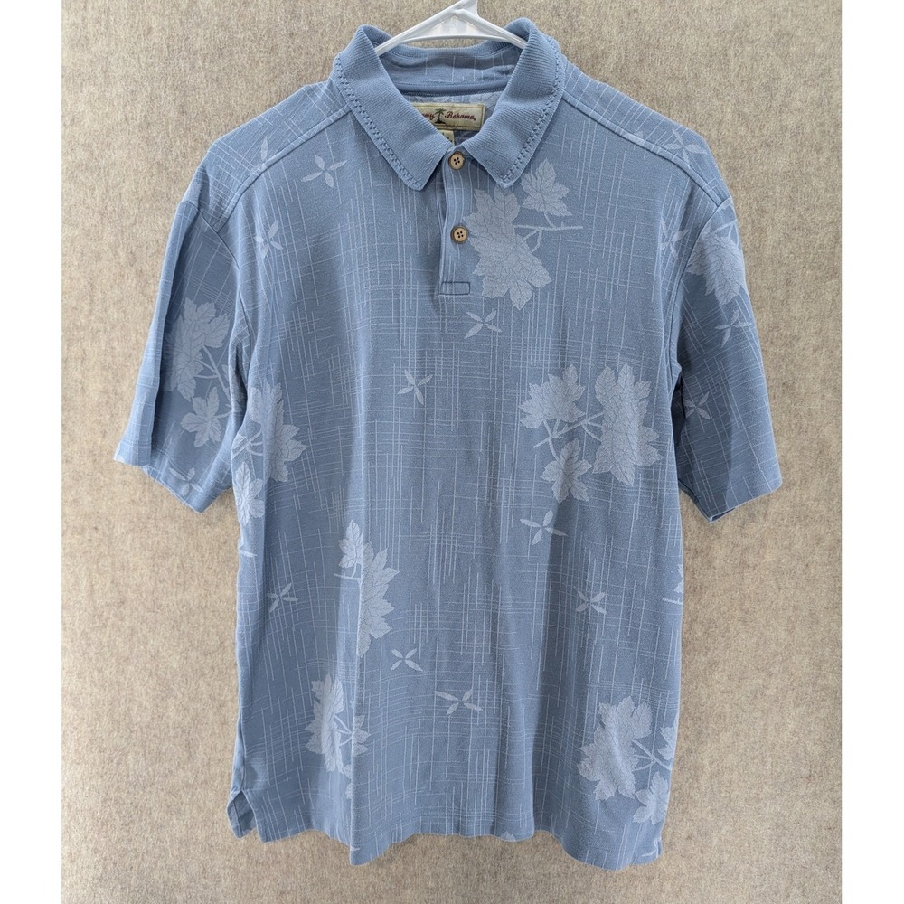 Tommy Bahama Mens Silk Cotton Blend Floral Print Polo Shirt Size M